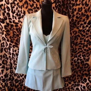 Bebe light teal skirt suit 3 piece